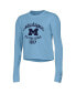 Фото #2 товара Women's Blue Michigan Wolverines Boyfriend Cropped Long Sleeve T-shirt