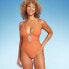 Women's Plunge Bead Detail Extra High Leg One Piece Swimsuit - Shade & Shore