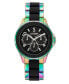Women's Analog Rainbow Alloy and Black Silicone Center Link Bracelet Watch, 40mm