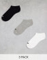 adidas Originals 3-pack no-show socks in white, black and grey