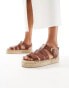 Barbour leather strap espadrille sandals in brown