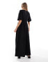 ASOS DESIGN puff sleeve with tie up bodice maxi dress in black