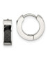 Stainless Steel Carbon Fiber Inlay Hinged Hoop Earrings