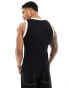 ASOS DESIGN muscle fit knitted rib V neck vest in black with contrast