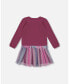 Toddler Girls Bi-Material Dress With Tulle Skirt Burgundy - Toddler|Child