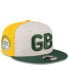 ფოტო #1 პროდუქტის Men's Cream, Green Green Bay Packers 2023 Sideline Historic 9FIFTY Snapback Hat
