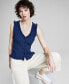 Фото #1 товара Women's Ruffle-Trim Button-Up Sweater Vest, Created for Macy's