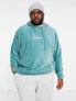 ASOS Daysocial oversized hoodie in cord with logo embroidery in teal blue