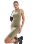 Фото #1 товара Pull&Bear polyamide sculpt gathered mini dress in khaki