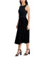 ფოტო #3 პროდუქტის Women's Belted Stretch Crepe Sunburst-Pleat Dress