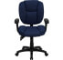Mid-Back Navy Blue Fabric Multifunction Ergonomic Swivel Task Chair With Adjustable Arms
