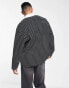 AllSaints Ave long sleeve polo shirt in black stripe