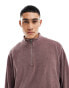 Фото #3 товара ASOS DESIGN oversized half zip towelling sweatshirt in washed brown mauve