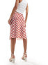 ASOS DESIGN 90's length satin skirt in red stripe print