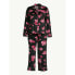 Фото #5 товара Joyspun Notch Collar Top Women's XL Black Soot Floral Stretch Velour Pajama Set