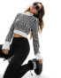 Threadbare Ski roll neck cropped jumper in monochrome