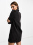 Only puff sleeve denim mini dress in black M - фото #7