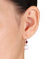 ფოტო #2 პროდუქტის Freshwater Cultured Pearl (11-12mm), Garnet (1 1/10 ct. t.w.) and Diamond (1/4 ct. t.w.) Oval Drop Earrings in 10k Yellow Gold