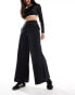 French Connection lightweight linen blend wide leg trousers in black Черный, 34 - фото #4