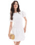 Фото #2 товара ASOS DESIGN shirred puffball mini dress in white