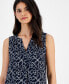 ფოტო #3 პროდუქტის Women's Split-Neck Sleeveless Printed Top