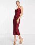 Rare London bandage bodycon midi dress in wine