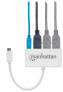 Manhattan USB-C Dock/Hub - Ports (x4): USB-A (x3) and USB-C - With Power Delivery to USB-C Port (60W) - 5 Gbps (USB 3.2 Gen1 aka USB 3.0) - SuperSpeed USB - White - Three Year Warranty - Blister - USB 3.2 Gen 1 (3.1 Gen 1) Type-C - USB 3.2 Gen 1 (3.1 Gen 1) Type-A