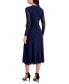 Фото #2 товара Women's Faux-Wrap Mesh-Sleeve Midi Dress