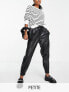 Фото #1 товара Vero Moda Petite leather look tie waist joggers in black