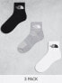 Фото #1 товара The North Face Simple Dome 3 pack logo ankle socks in white grey and black