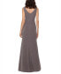 Women's Sleeveless Cascade-Front Glitter Gown