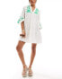 Фото #1 товара Accossorize broderie long sleeve tiered beach cover up mini dress in ivory