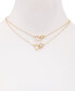 Фото #2 товара GUESS gold-Tone 2-Pc. Set Pavé Interlocking Heart & Circle Pendant Necklaces, 16" + 2" extender