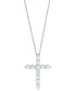 ფოტო #1 პროდუქტის Lab Grown Diamond Cross Pendant Necklace (1/2 ct. t.w.) in 14k White Gold, 16" + 2" extender