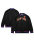 ფოტო #1 პროდუქტის Men's Black New York Knicks Big and Tall Hardwood Classics Wordmark Satin Raglan Full-Zip Jacket