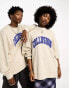 Фото #1 товара COLLUSION Unisex varsity embroidery oversized sweatshirt in oatmeal