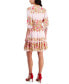 Фото #2 товара Women's Printed Smocked-Waist Satin Stripe Dress