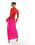 Daska high neck maxi dress in red and fuchsia