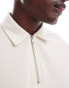 ASOS DESIGN relaxed boxy zip polo in cream Kokosnussmilch, XL - Chest 44 - фото #2