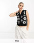 Фото #1 товара Violet Romance Tall cropped knitted vest in monochrome floral print