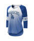 ფოტო #1 პროდუქტის Women's White, Royal Los Angeles Dodgers Lead-Off Raglan 3/4-Sleeve V-Neck T-shirt