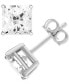 Фото #1 товара Silver Plated Square Cubic Zirconia Stud Earrings