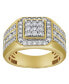Hexonic Deluxe Natural Certified Diamond 1.74 cttw Round Cut 14k Yellow Gold Statement Ring for Men