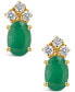 ფოტო #3 პროდუქტის Emerald (1 ct. t.w.) and Diamond (1/8 ct. t.w.) Stud Earrings in 14k Yellow Gold