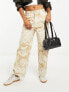 Obey brighton printed carpenter trousers in beige W26 - фото #1