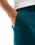 Фото #3 товара ASOS DESIGN smart slim fit linen blend shorts in forest green