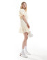 Фото #1 товара Ghospell textured puff sleeve mini dress in ivory