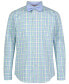 Big Boys Long Sleeve Stretch Plaid Dress Shirt with Bow Tie