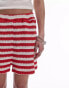 Topshop stripe knitted beach short in red