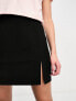 ASOS DESIGN mini skirt with front split in black 44 - фото #1